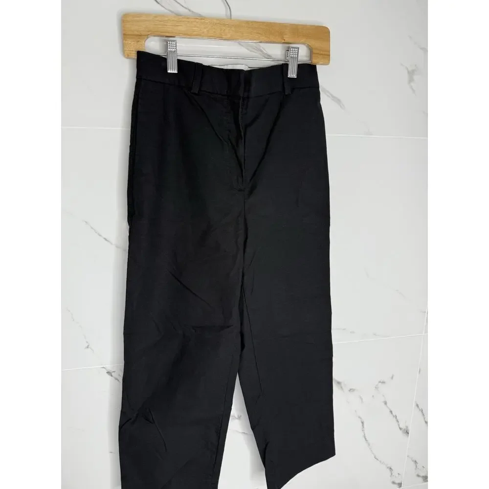 COS Pleated Crop Trouser Pants Size 2 Cotton Linen High Rise Career Minimalist